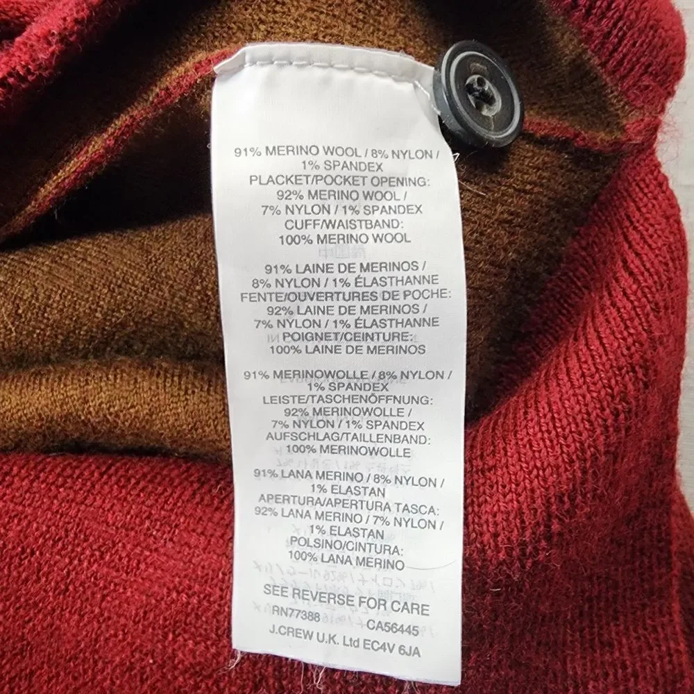 J. Crew 100% Merino Wool Maroon Red Cardigan Sweater